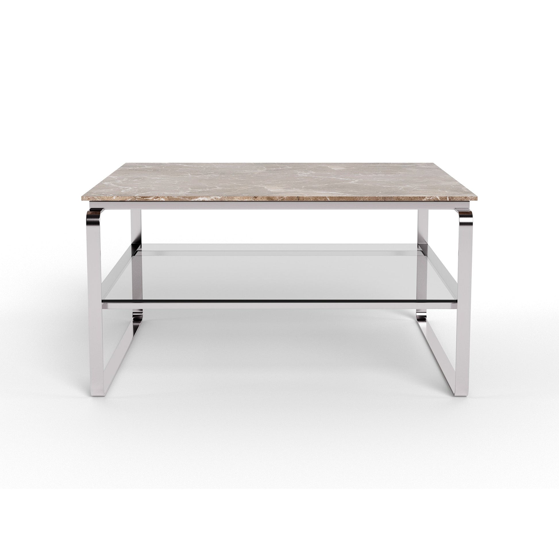 Strata sofabord, marmor emperador | Glas | 80x80 - Møbelkompagniet