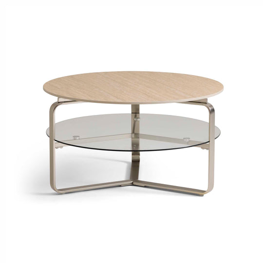 Strata Couchtisch, Keramik Travertin | Glas | Ø80