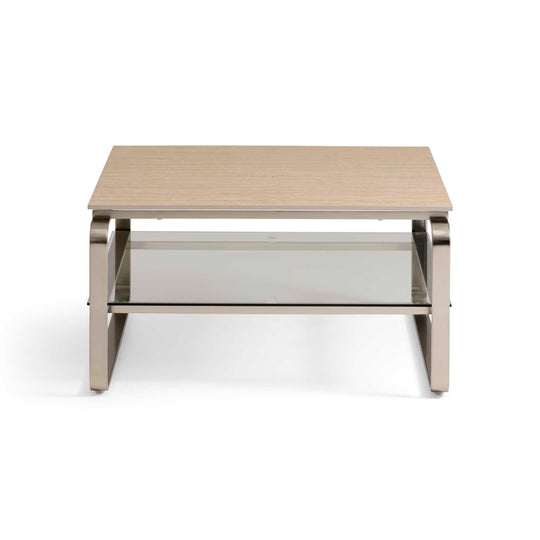 Strata Couchtisch, Keramik Travertin | Glas | 80x80