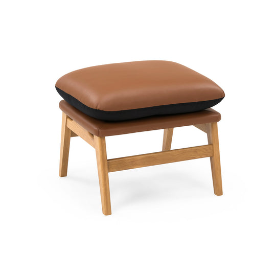 Sova Fußhocker, Eiche natur | Leder Cognac
