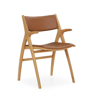 Roots Esszimmerstuhl, Armlehnen | Natur-Eiche | Cognac-Leder