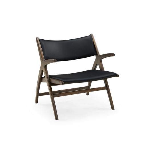 Roots Sessel, Geräucherte Eiche | Schwarzes Leder