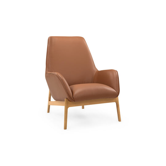 Leno Sessel, Eiche natur | Leder Cognac
