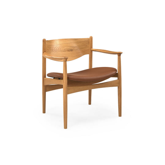 Struct Loungesessel, Eiche natur | Leder cognac