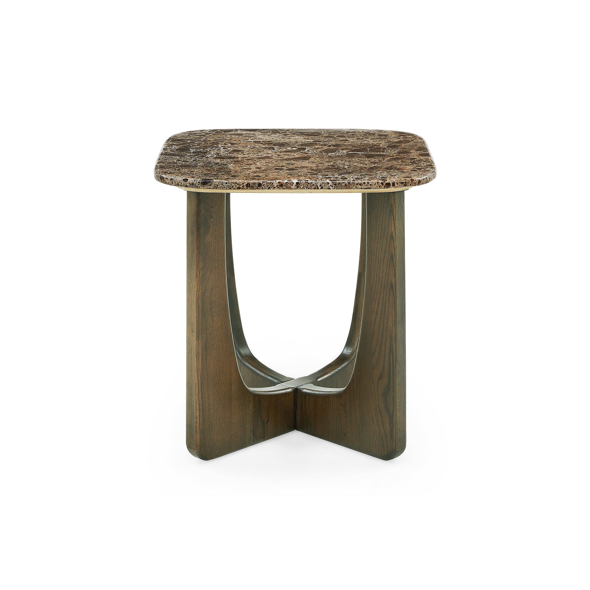 Orion hjørnebord, Egetræ/Emperador | 50x50 - Møbelkompagniet