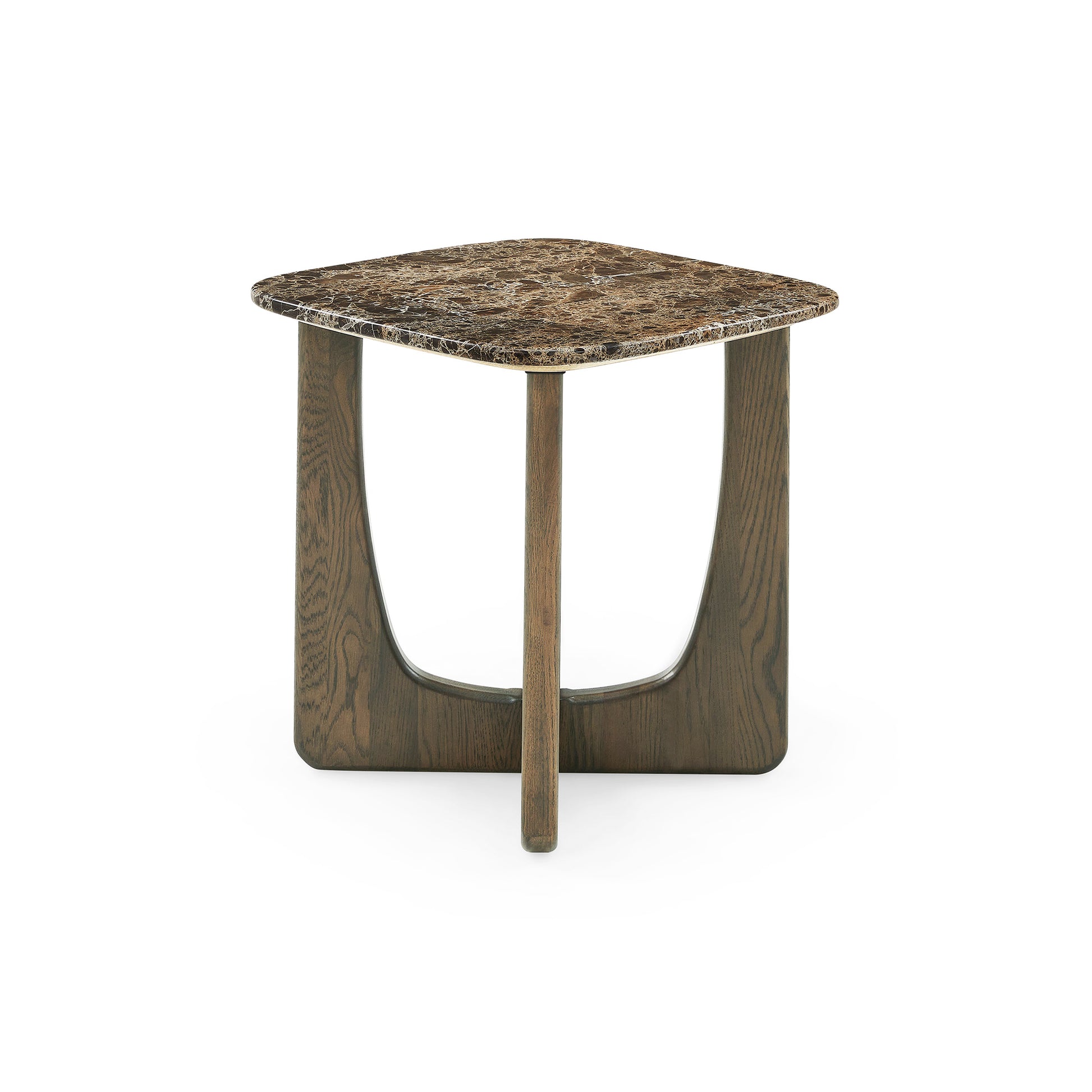 Orion hjørnebord, Egetræ/Emperador | 50x50 - Møbelkompagniet