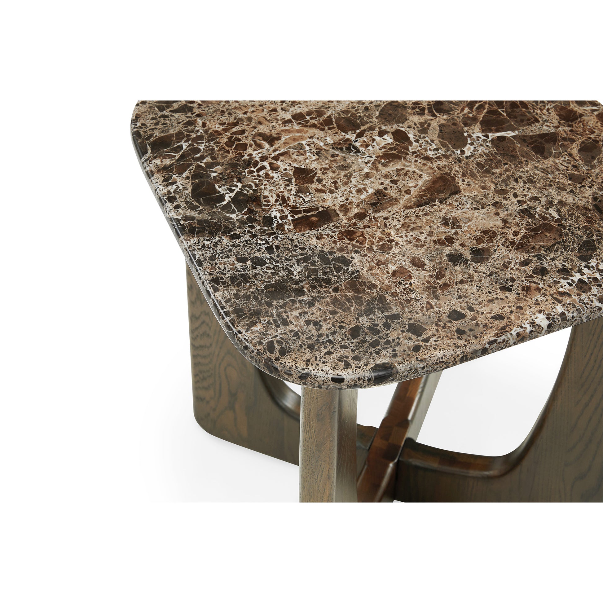 Orion hjørnebord, Egetræ/Emperador | 50x50 - Møbelkompagniet