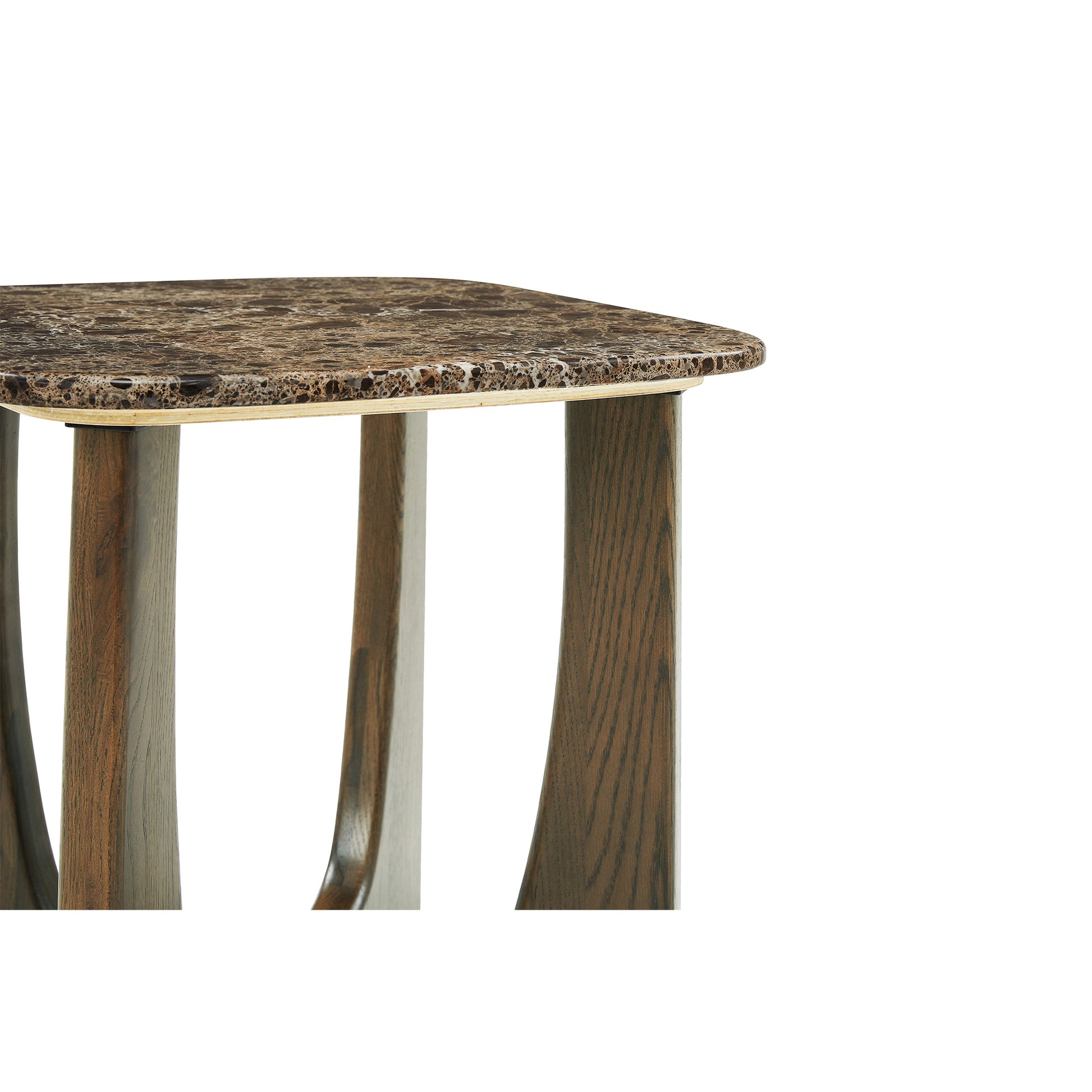 Orion hjørnebord, Egetræ/Emperador | 50x50 - Møbelkompagniet