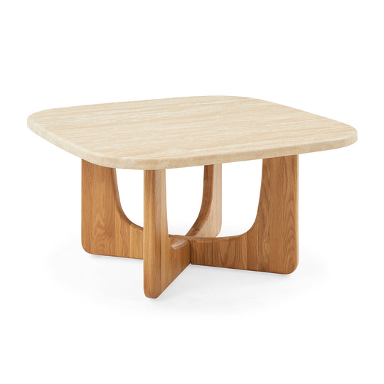 Orion Couchtisch, Eiche/Travertin | 90x90
