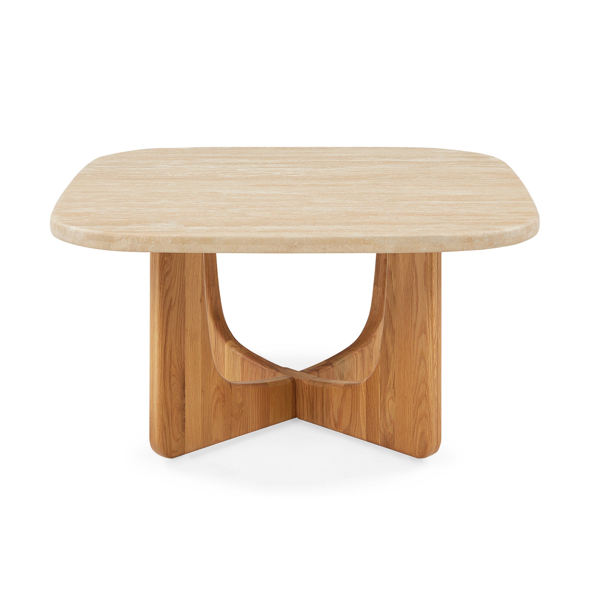 Orion sofabord, Marmor/Egetræ | 90x90 - Møbelkompagniet