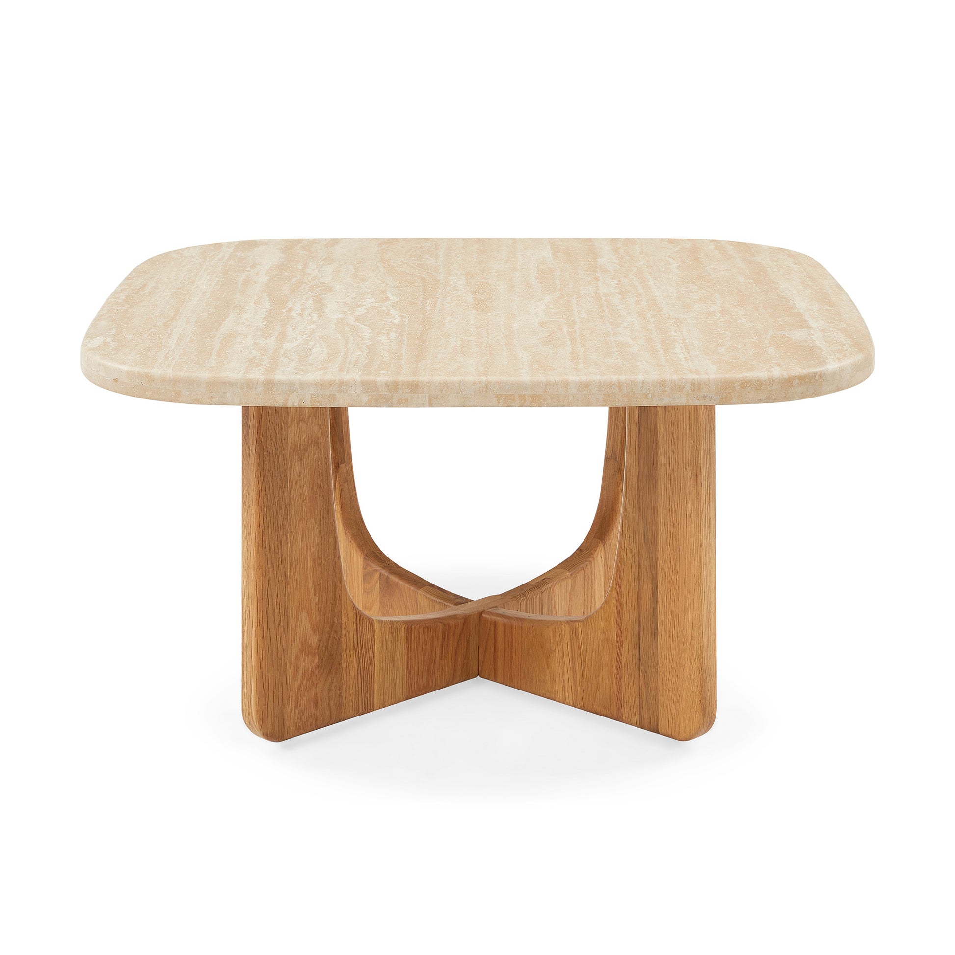 Orion sofabord, Marmor/Egetræ | 90x90 - Møbelkompagniet
