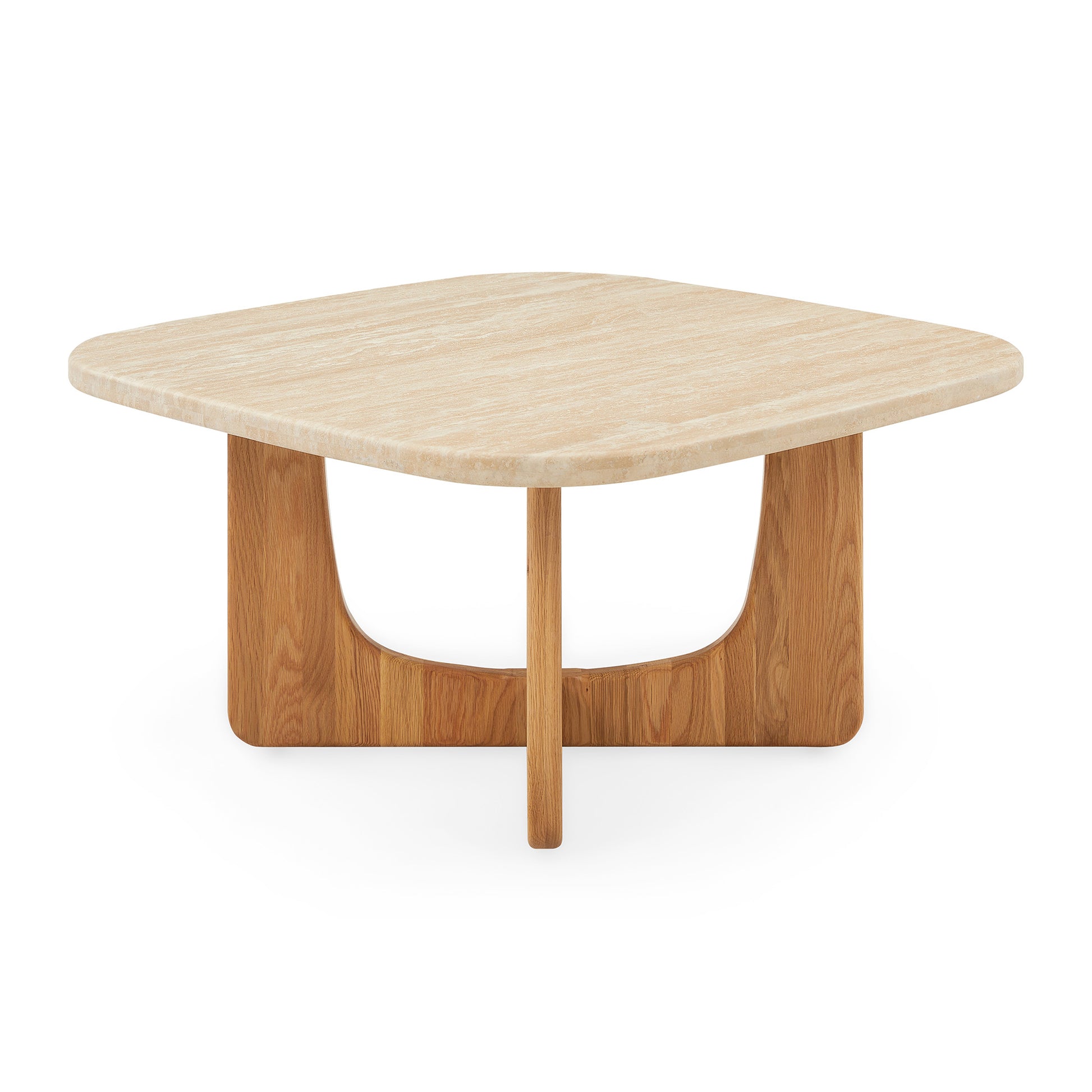 Orion sofabord, Marmor/Egetræ | 90x90 - Møbelkompagniet