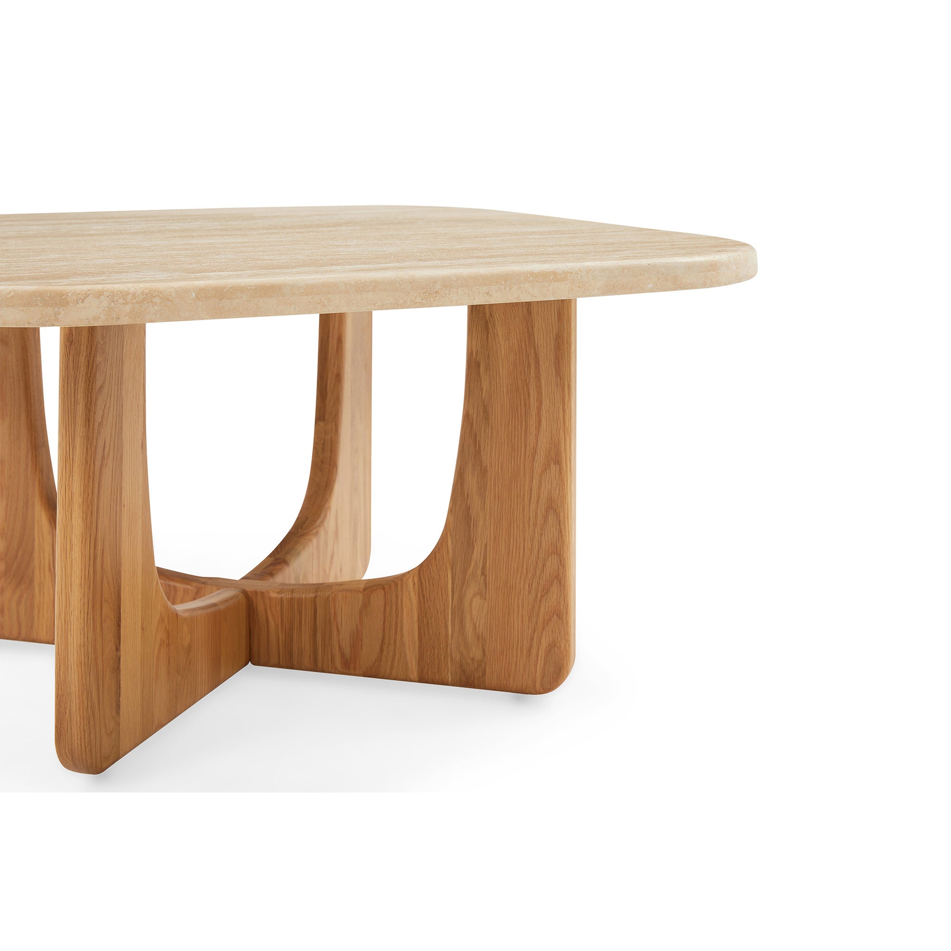 Orion sofabord, Marmor/Egetræ | 90x90 - Møbelkompagniet