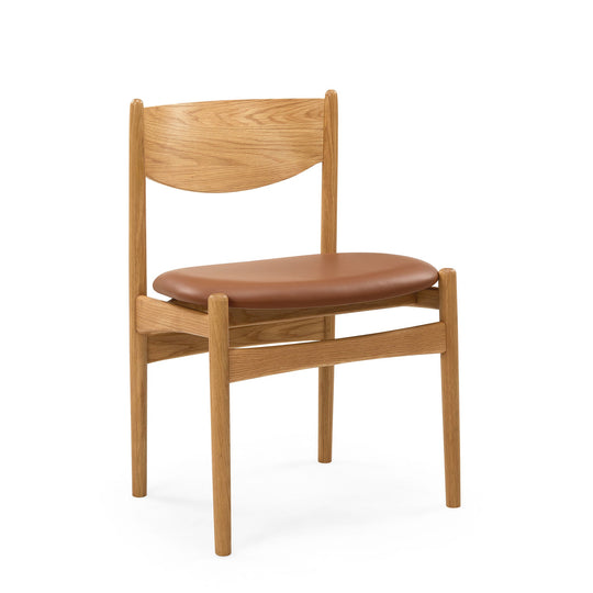 Struct Esszimmerstuhl, Eiche natur | Leder Cognac
