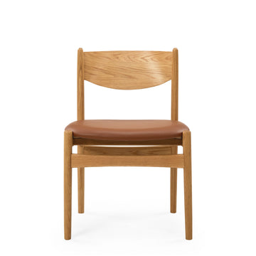 Struct Esszimmerstuhl, Eiche natur | Leder Cognac