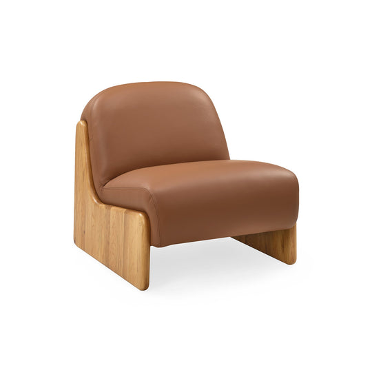 Ledge Loungesessel, Natur-Eiche | Cognac-Leder