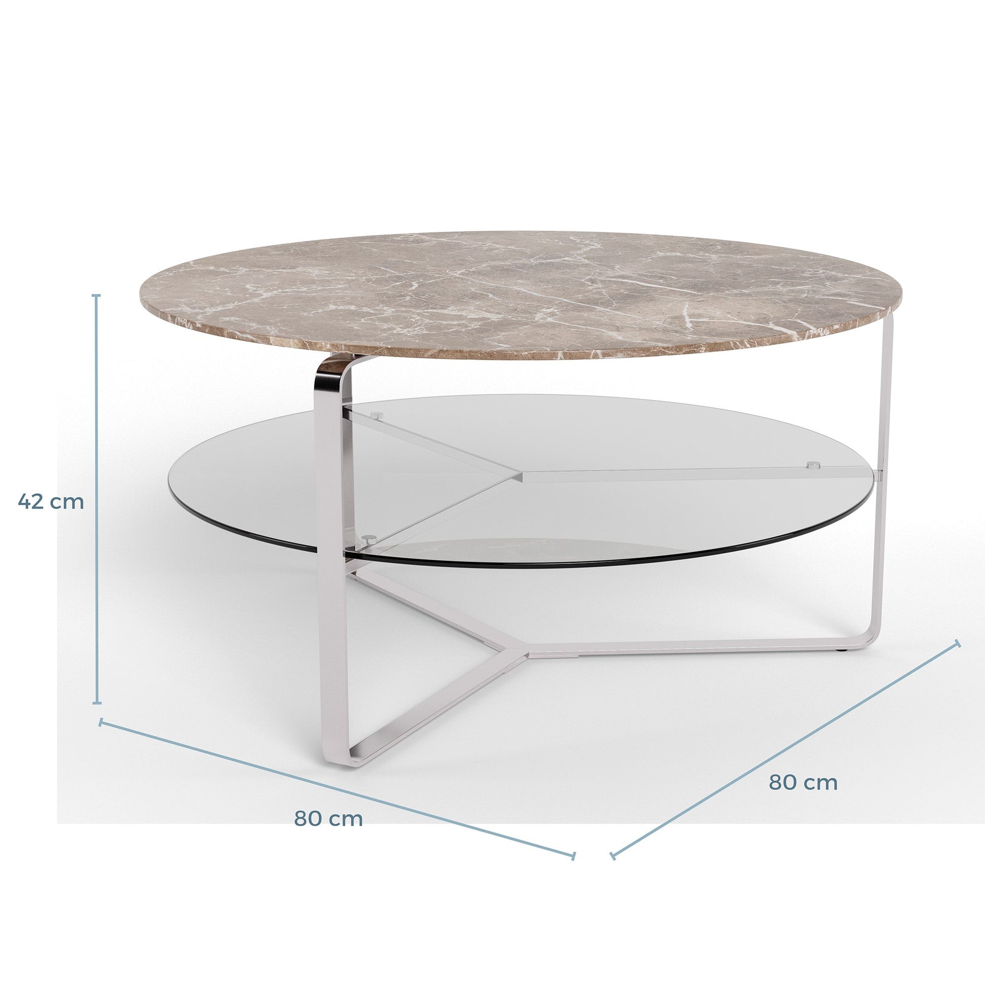 Strata sofabord, marmor emperador | Glas | Ø80 - Møbelkompagniet