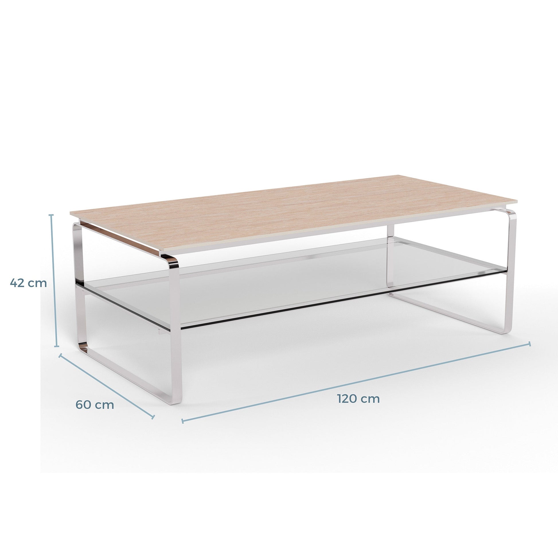 Strata sofabord, keramik travertin | Glas | 120x60 - Møbelkompagniet