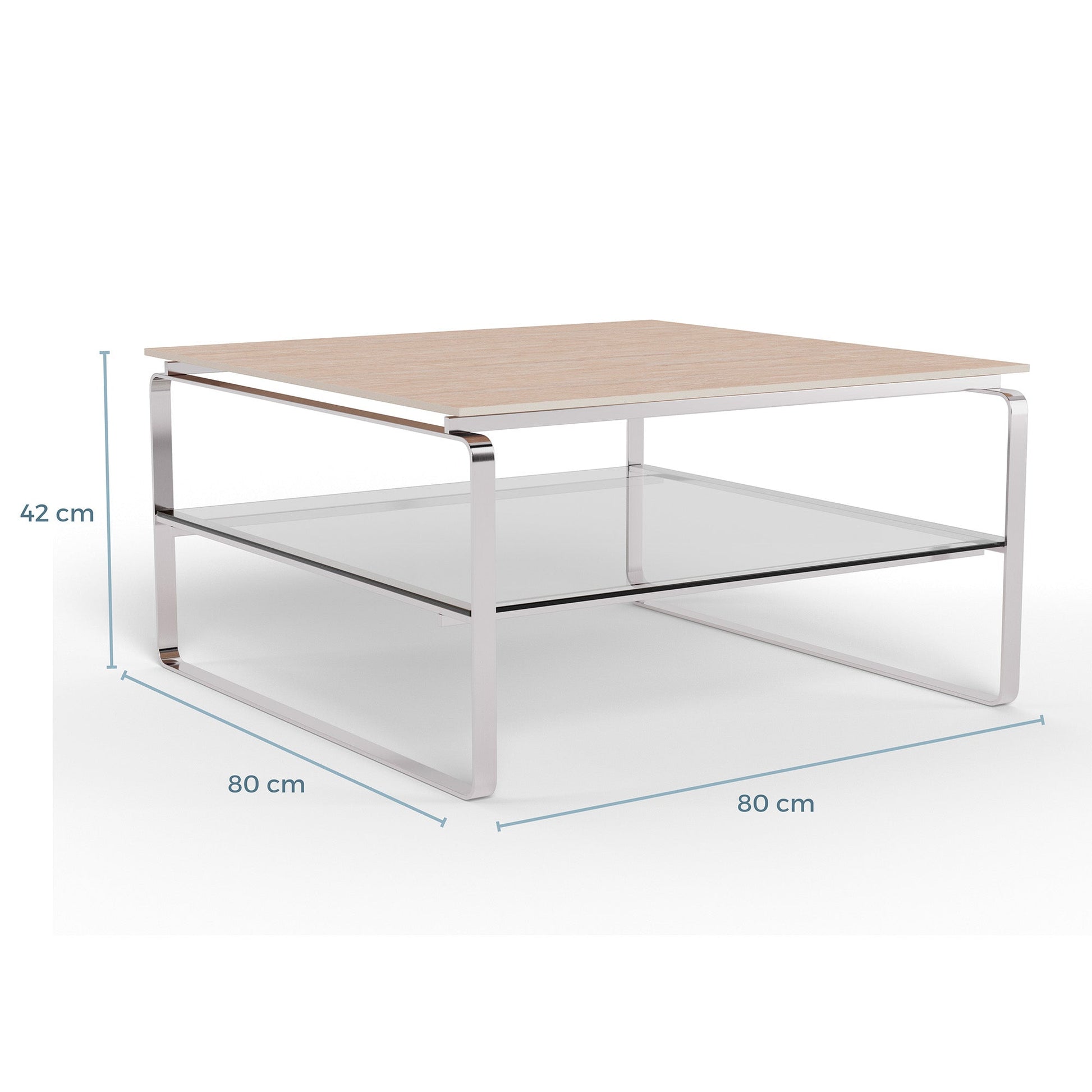 Strata sofabord, keramik travertin | Glas | 80x80 - Møbelkompagniet