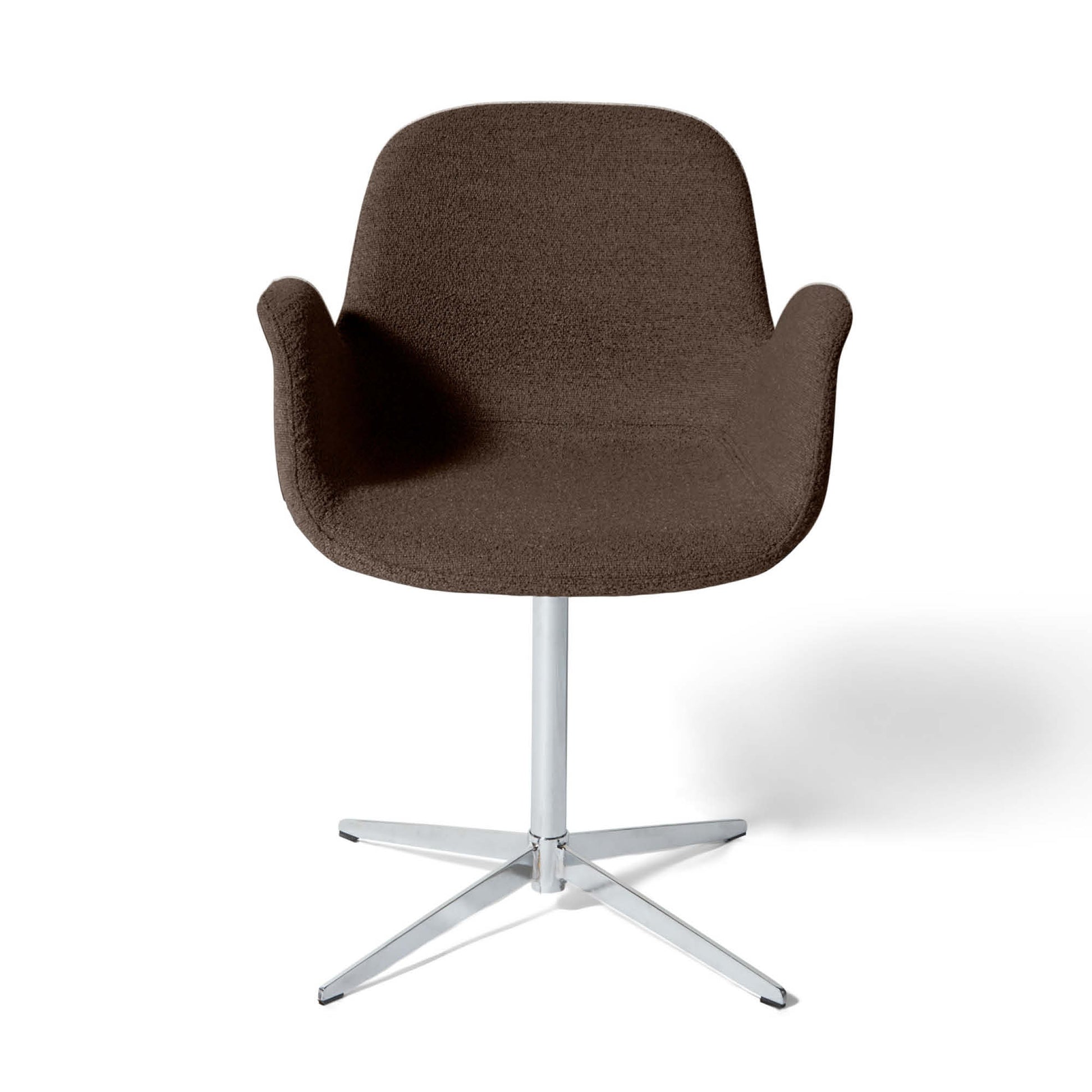 Chrome spisebordsstol, armlæn | Drejefunktion | Bouclé - Møbelkompagniet