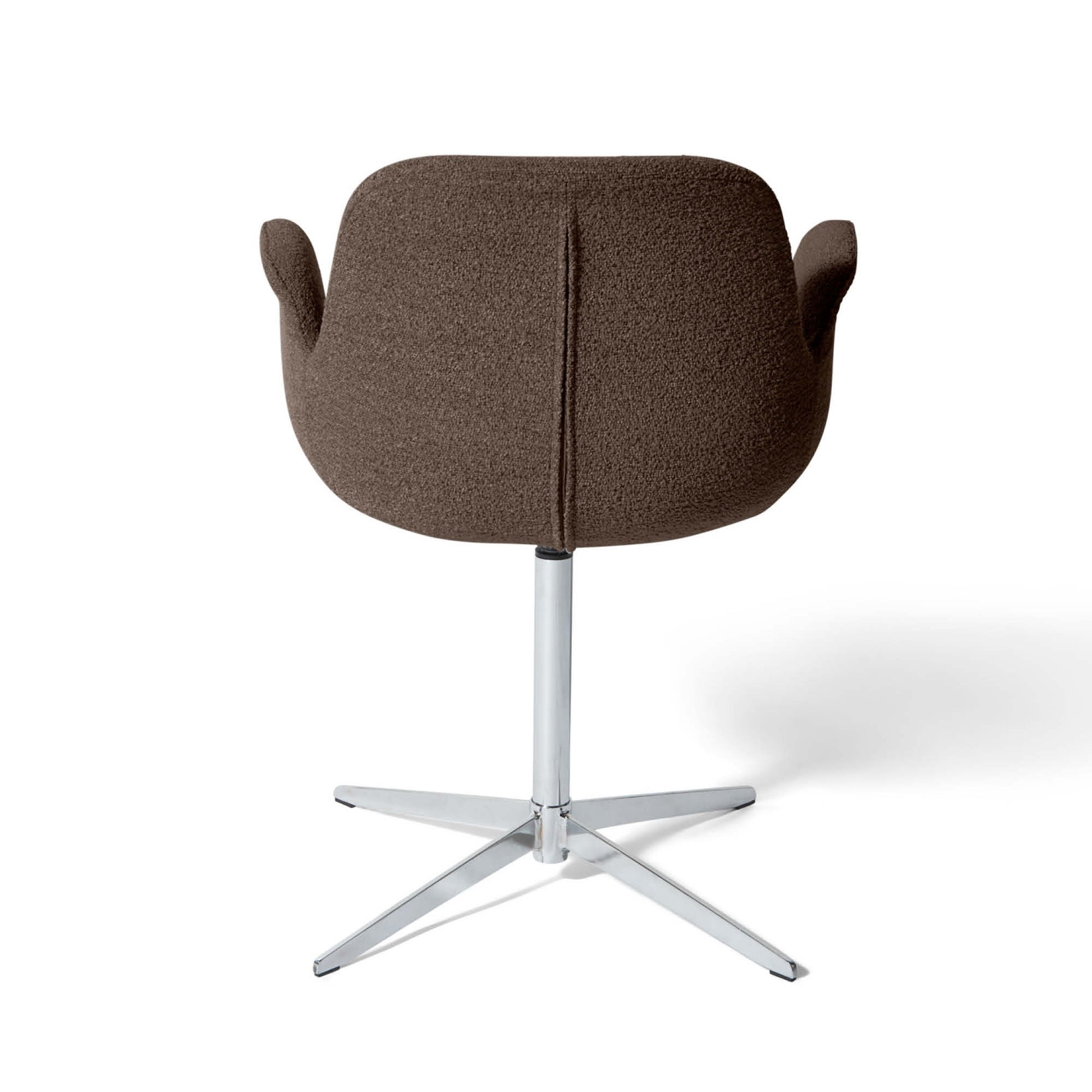 Chrome spisebordsstol, armlæn | Drejefunktion | Bouclé - Møbelkompagniet