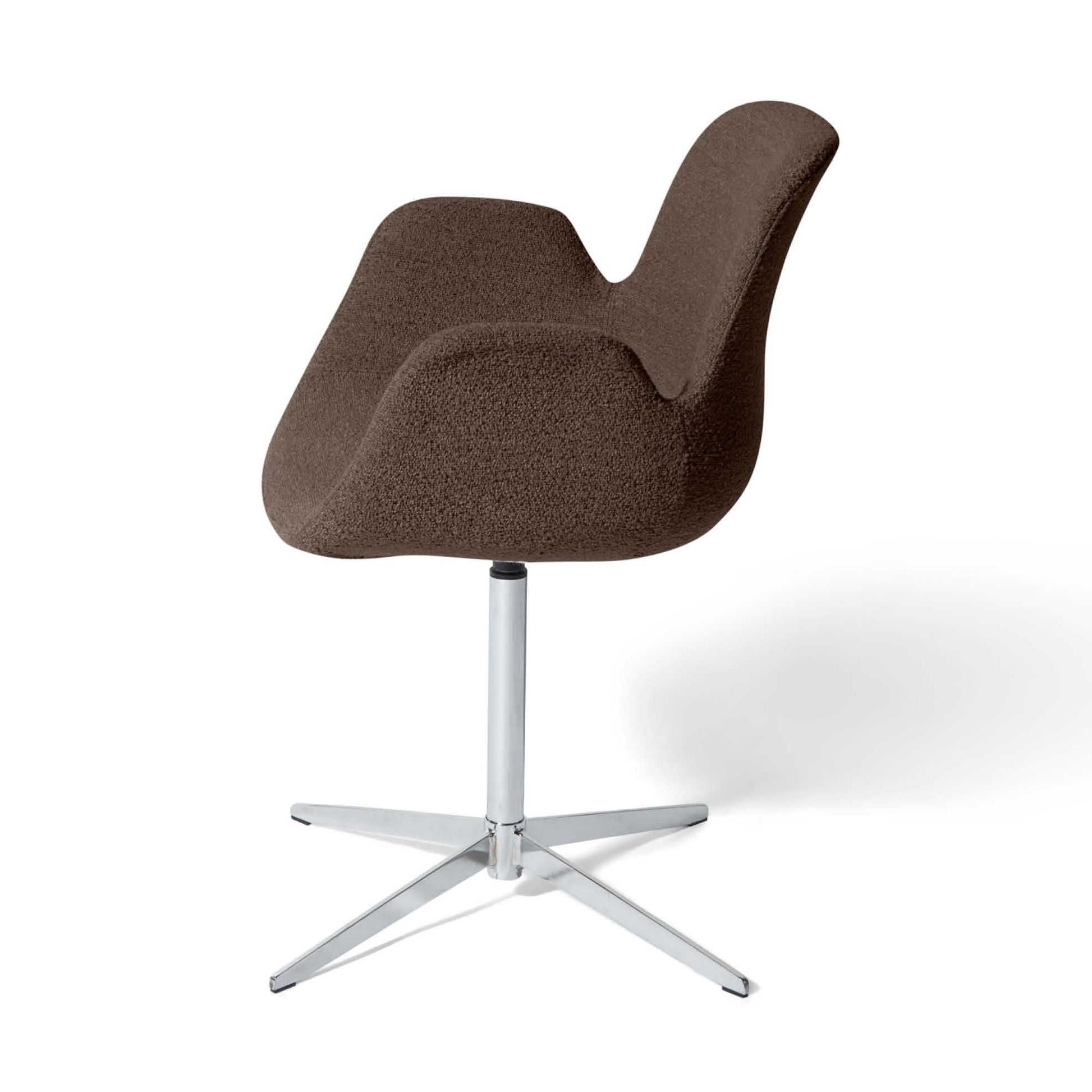 Chrome spisebordsstol, armlæn | Drejefunktion | Bouclé - Møbelkompagniet