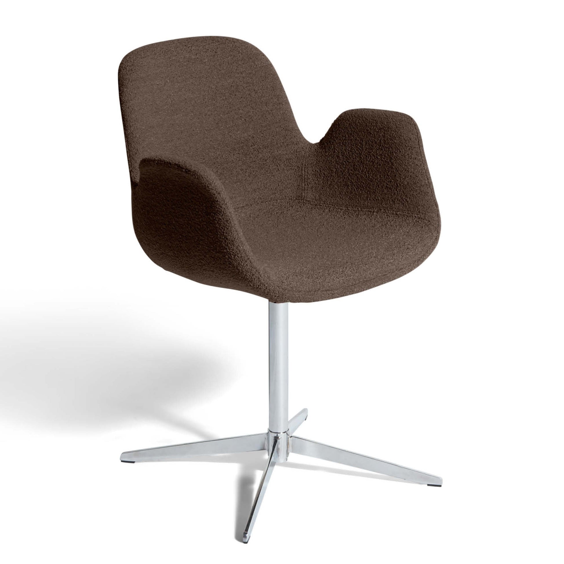 Chrome spisebordsstol, armlæn | Drejefunktion | Bouclé - Møbelkompagniet