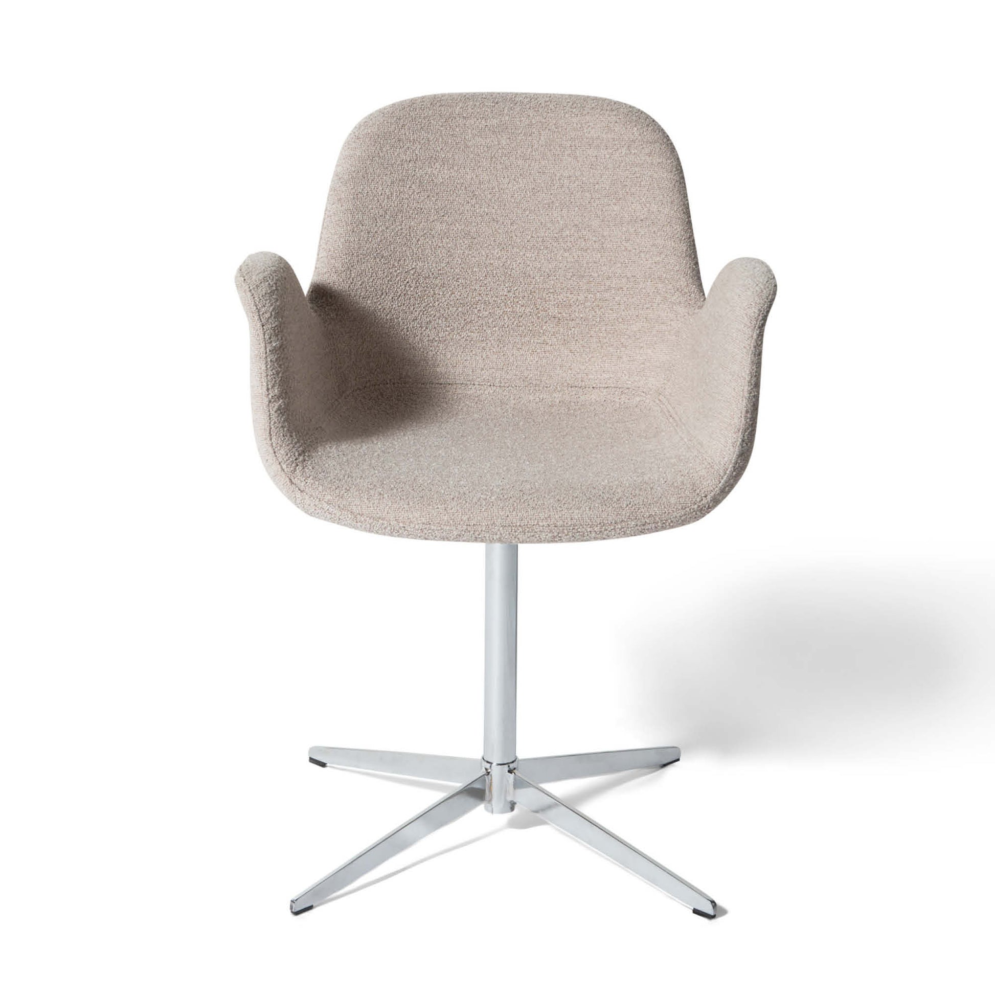 Chrome spisebordsstol, armlæn | Drejefunktion | Bouclé - Møbelkompagniet
