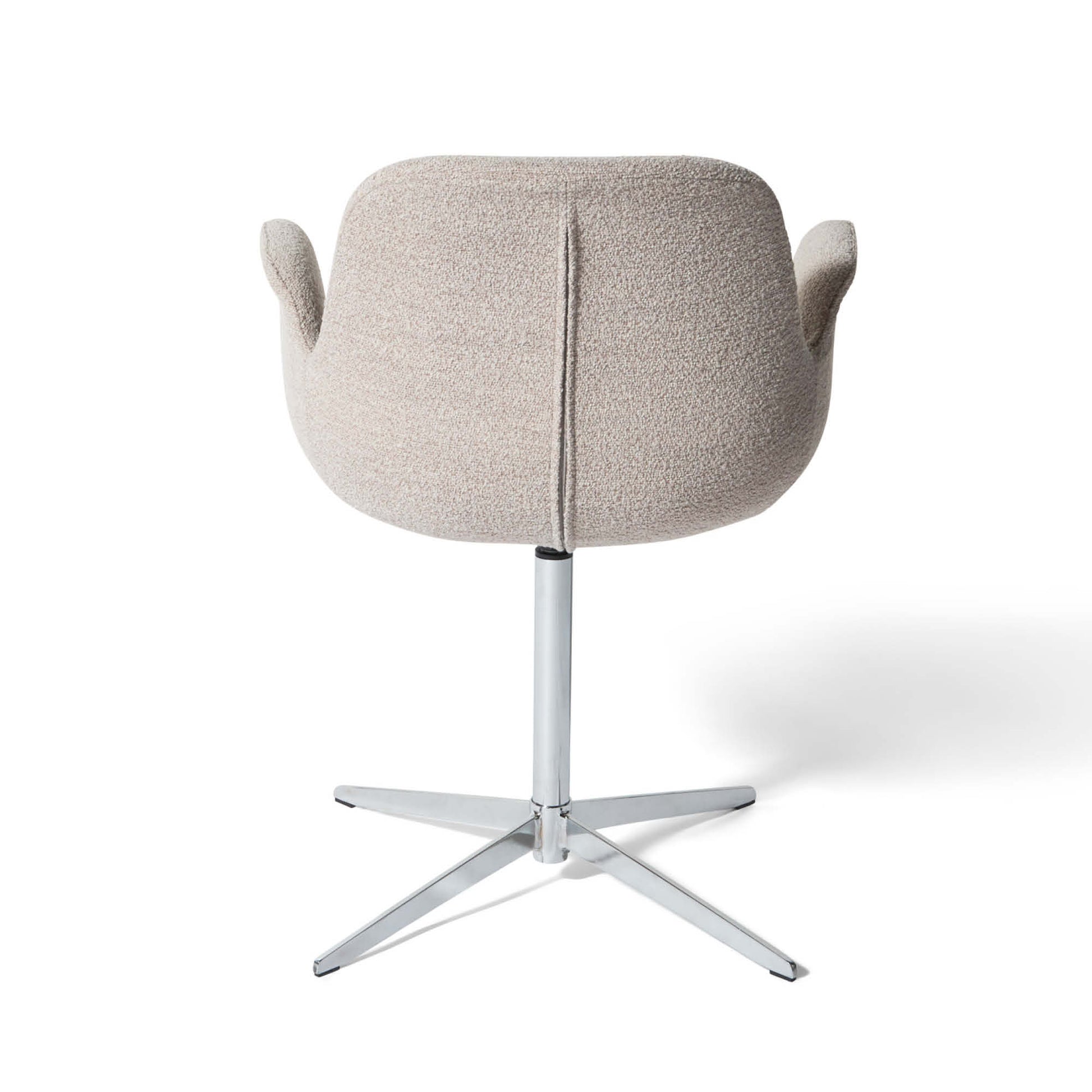 Chrome spisebordsstol, armlæn | Drejefunktion | Bouclé - Møbelkompagniet