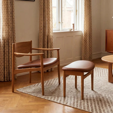 Struct Loungesessel, Eiche natur | Leder cognac