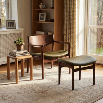Struct Loungesessel, Eiche geräuchert | Leder grün