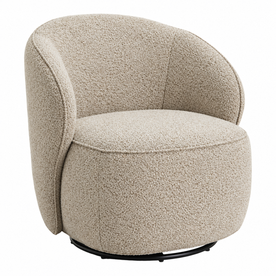 Nubo Loungesessel, Drehfunktion | Amiya Bouclé Beige
