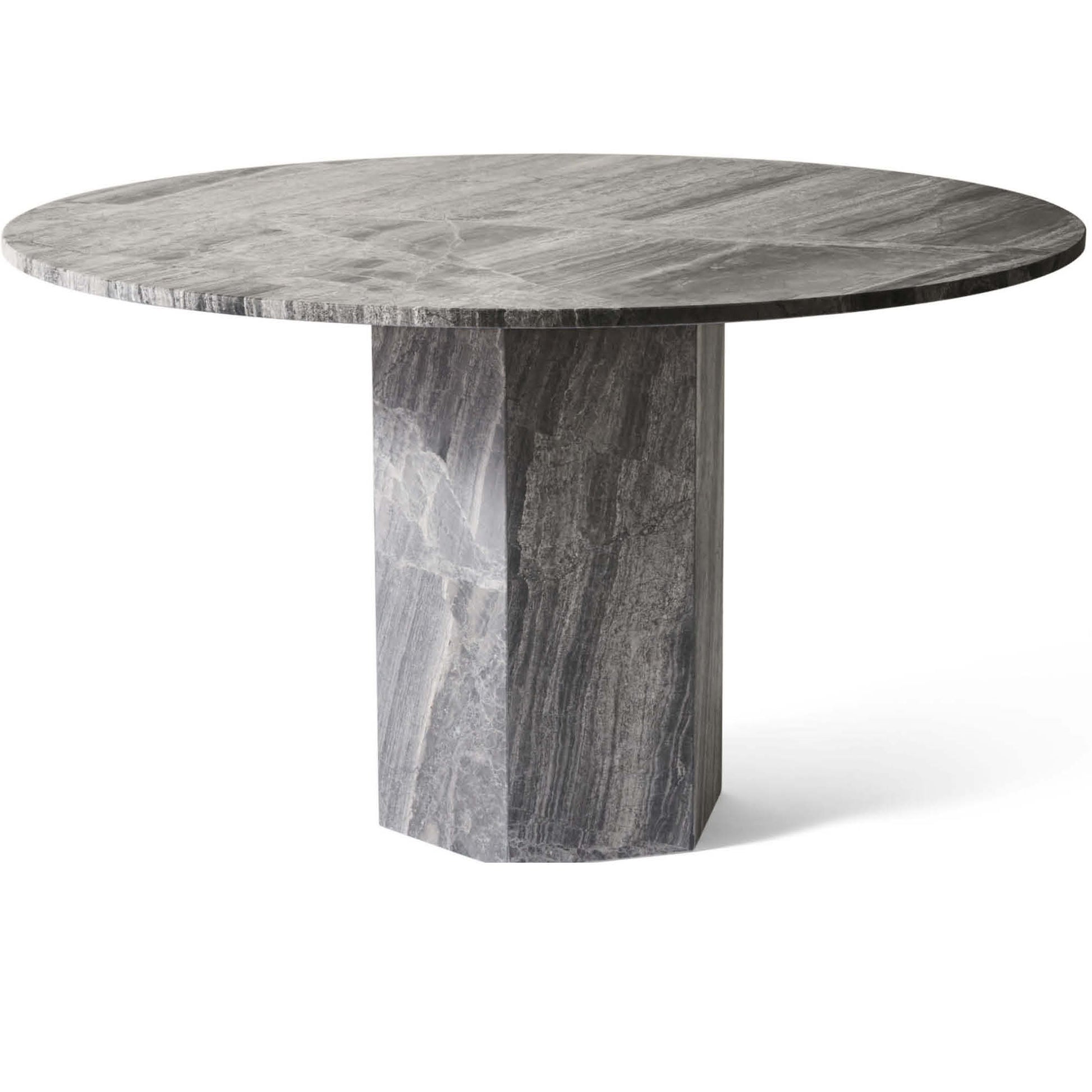Naxos spisebord, river grey marmor | Ø130 - Møbelkompagniet