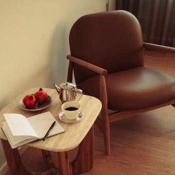 Olea Sessel, Eiche natur | Cognac-Leder