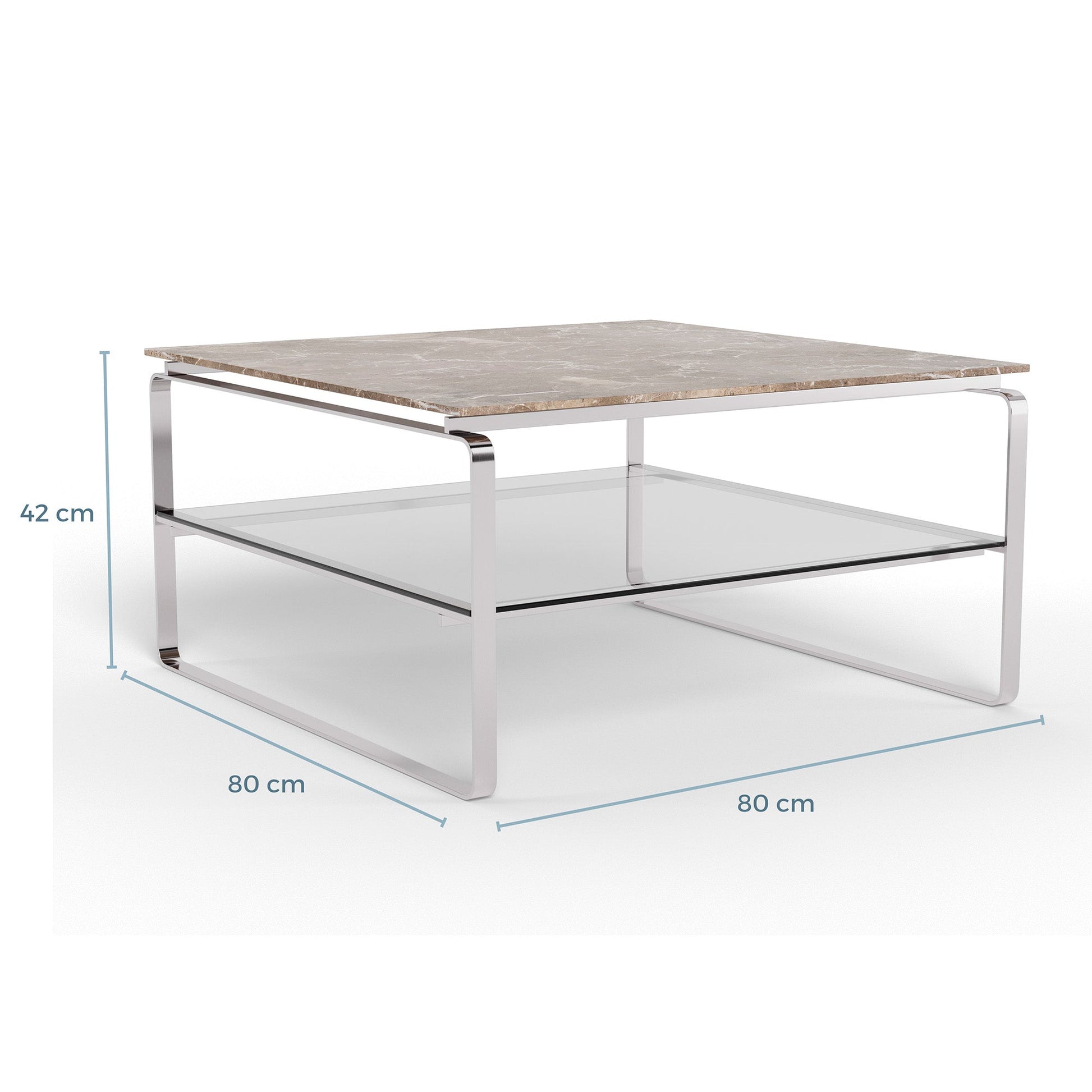 Strata sofabord, marmor emperador | Glas | 80x80 - Møbelkompagniet