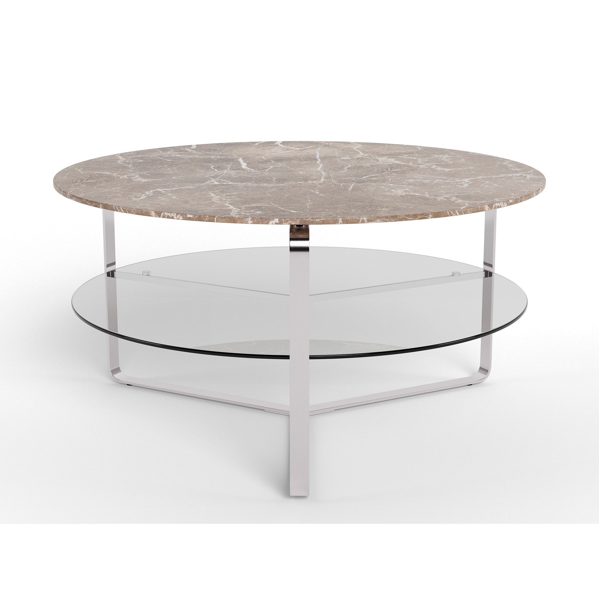 Strata sofabord, marmor emperador | Glas | Ø80 - Møbelkompagniet