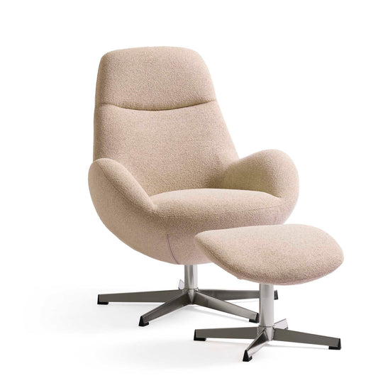 Bellis Sessel mit Fußhocker, Drehfunktion | Stoff