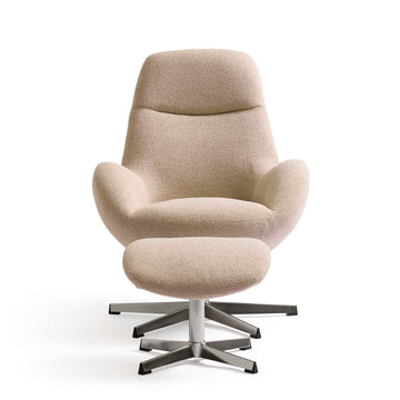 Bellis Sessel mit Fußhocker, Drehfunktion | Stoff