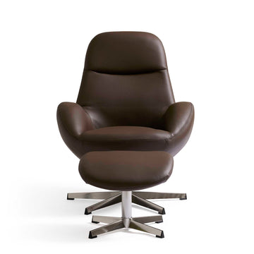 Bellis Sessel mit Fußhocker, Drehfunktion | Leder
