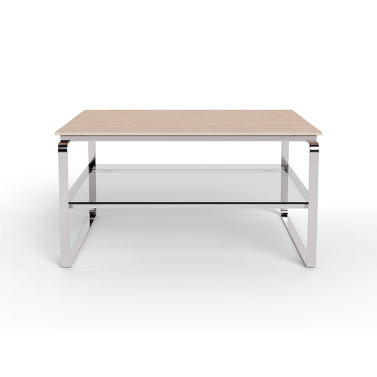 Strata Couchtisch, Keramik Travertin | Glas | 80x80