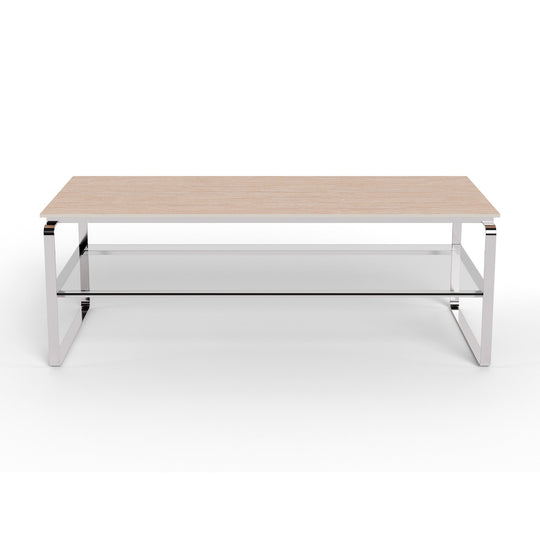 Strata Couchtisch, Keramik Travertin | Glas | 120x60