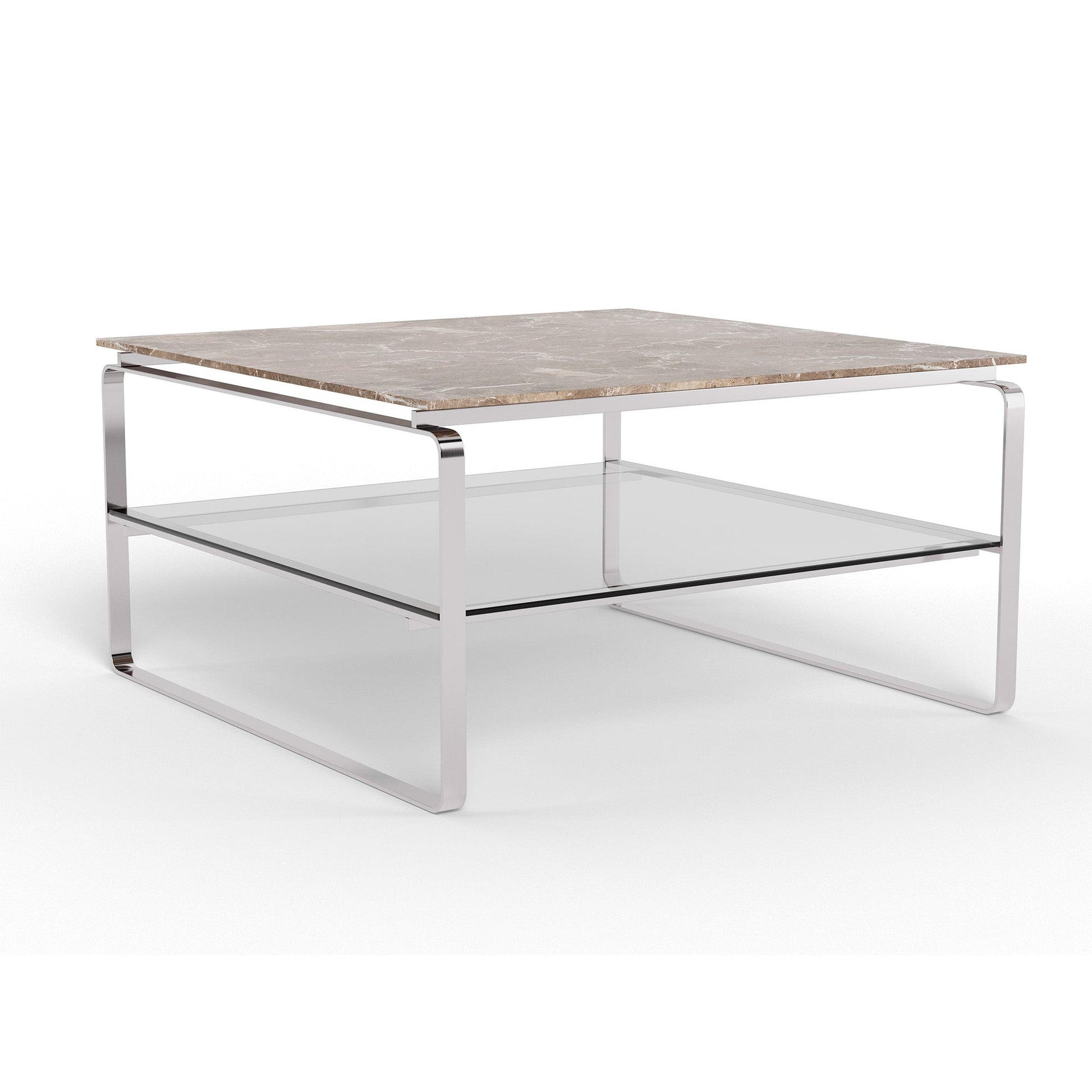 Strata sofabord, marmor emperador | Glas | 80x80 - Møbelkompagniet