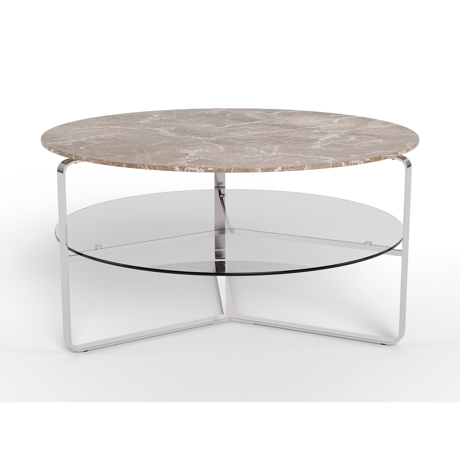 Strata sofabord, marmor emperador | Glas | Ø80 - Møbelkompagniet