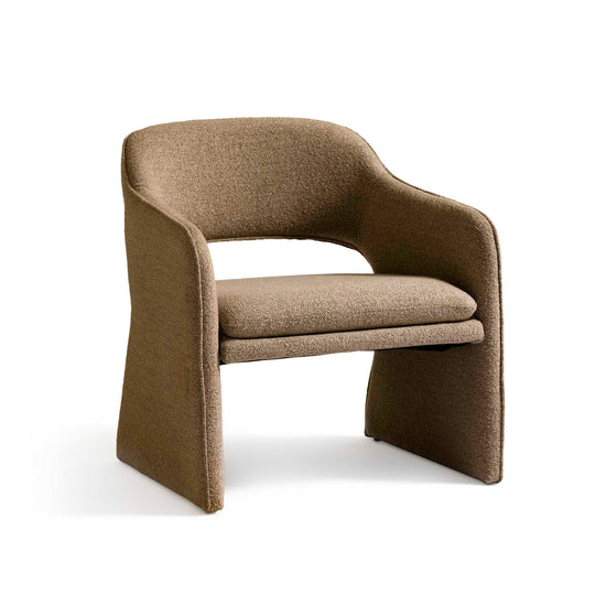 Plush Loungesessel, Amiya Bouclé Braun