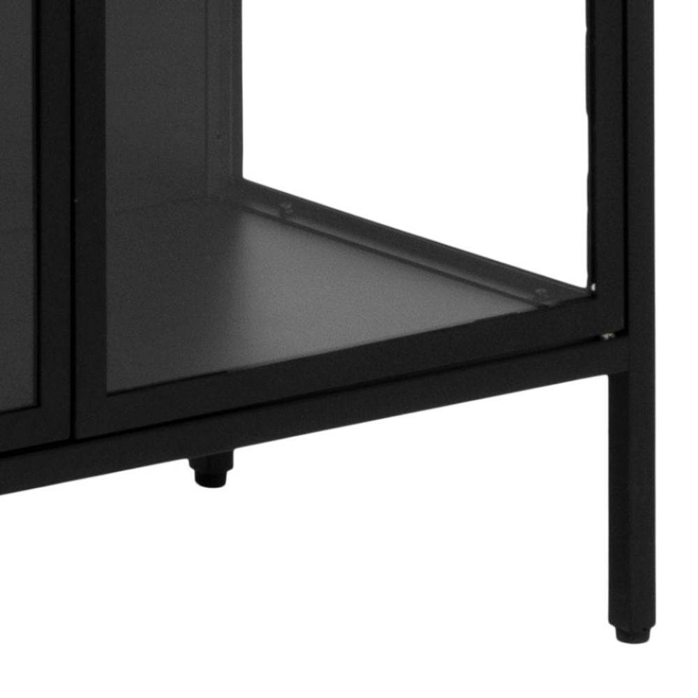 Newcastle vitrineskab 180cm, sort metal - Møbelkompagniet